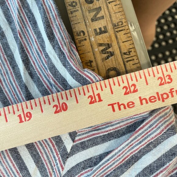 Cloth Stone Shirt Size Medium Striped Raw Hem Button Up Linen Blend Long Sleeve - Picture 5 of 7